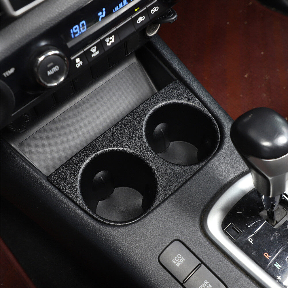 For T@yota Hilux Revo 2015-21PVC Black Console Water Cup Holder Storage Box Trim