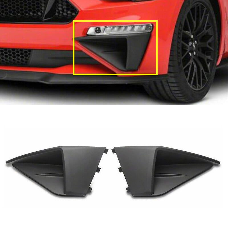 2-Piece Matte Black Front Fog Light Frame Trim for Ford for Mustang 2018-2022 Roush