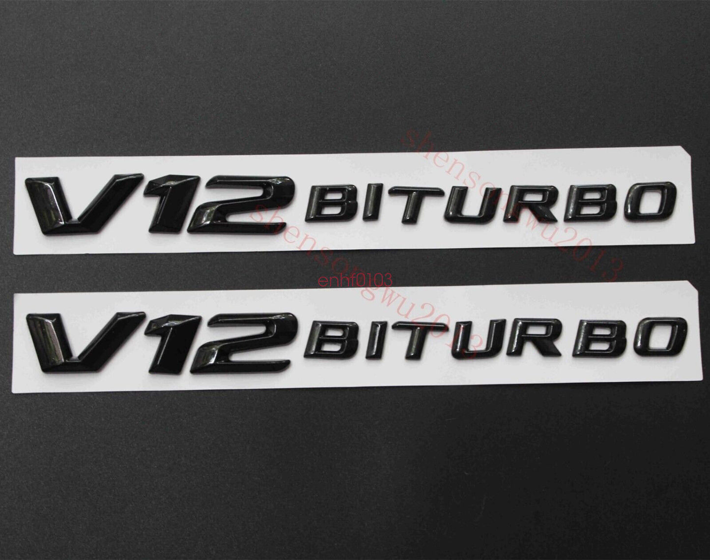 2x Black V12 BITURBO Number Letters Side Emblem Badge Sticker for AMG