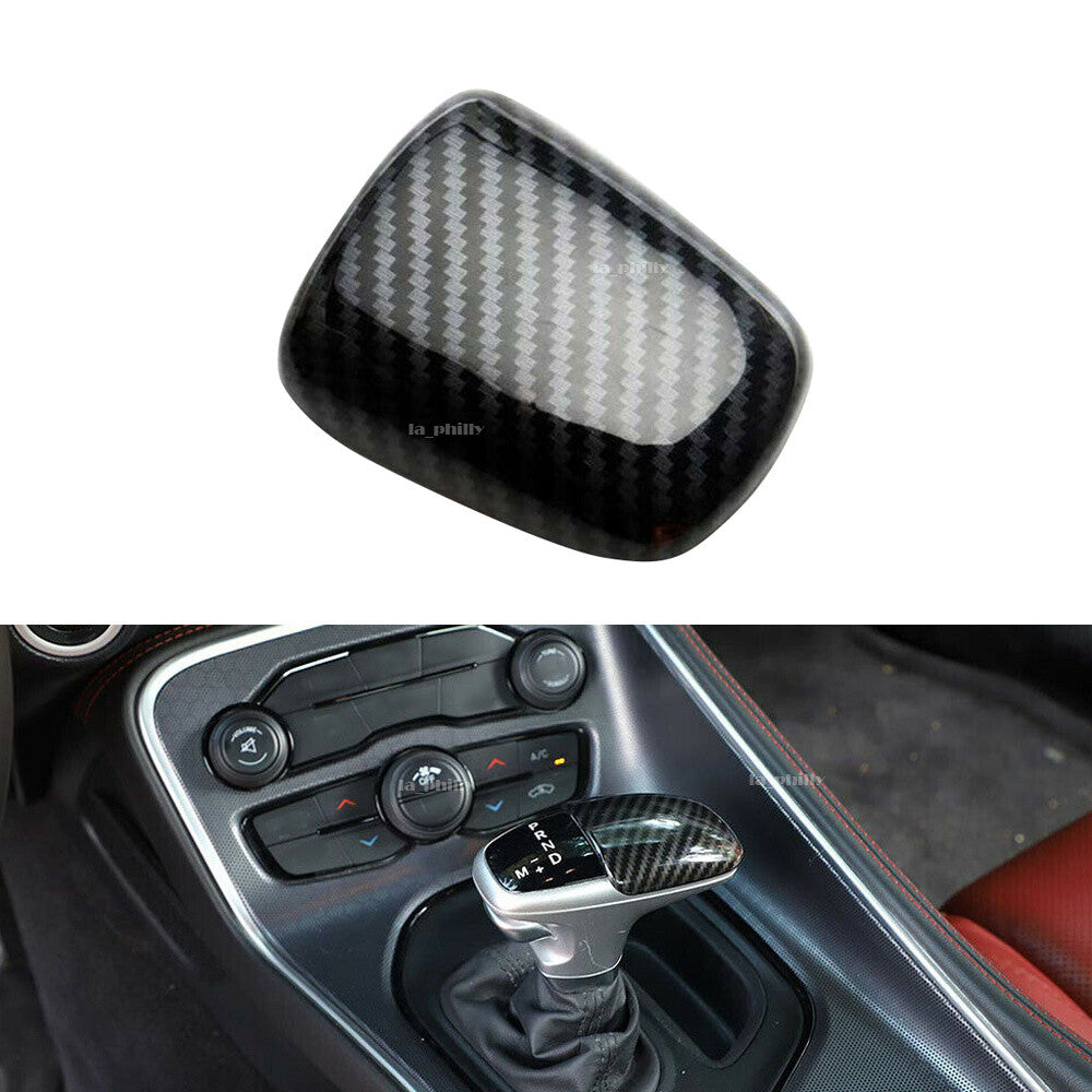 Gear Shift Knob Cover Trim ABS Carbon Fiber for Dodge for Challenger for Charger 2015-19