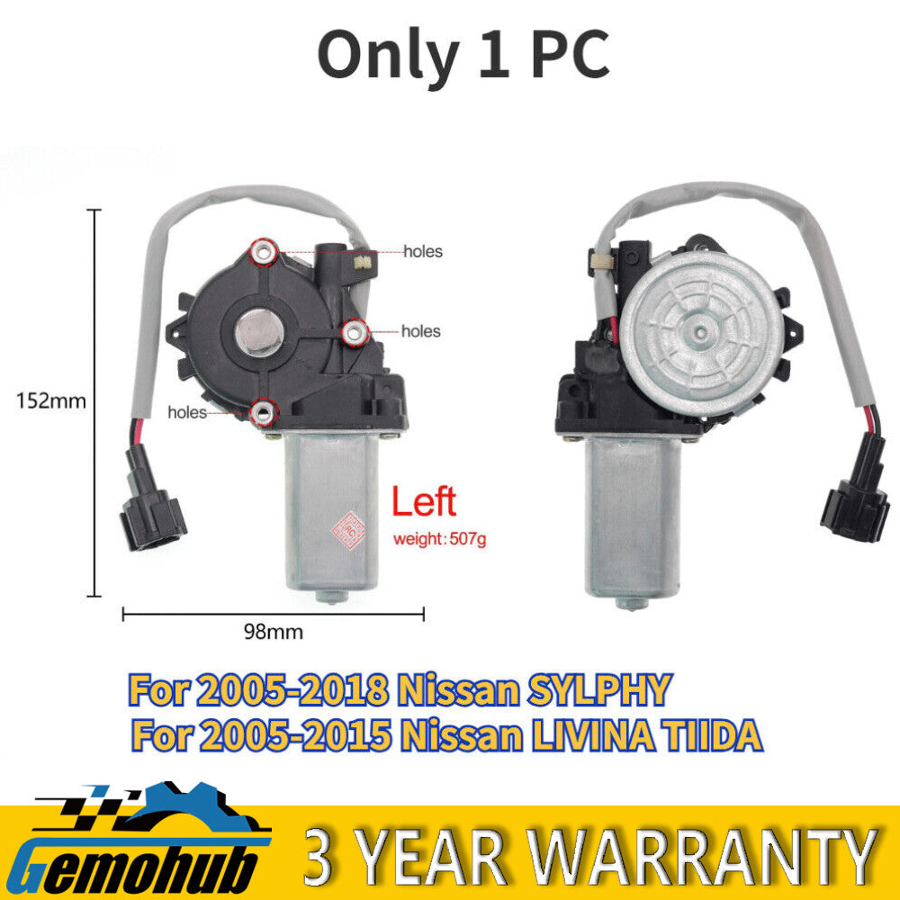 1PC Rear Left Electric Window Lifter Regulator Motor For 2005-2018 for Nissan SYLPHY