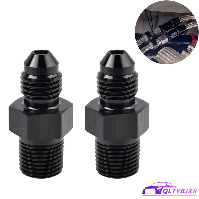 2Pcs 1/8 NPT to 4AN Adapter Pipe Thread to AN4 Male Flare Fitting Black