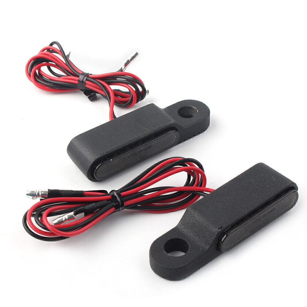 for Mini LED Turn Signal Light Lamp Brake Clutch Lever Flashers Black Pair Motor