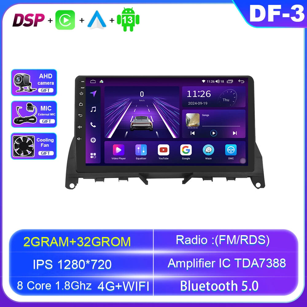 for Mercedes for Benz C-Class 2007-2010 Android Car Radio CarPlay GPS Stereo Player