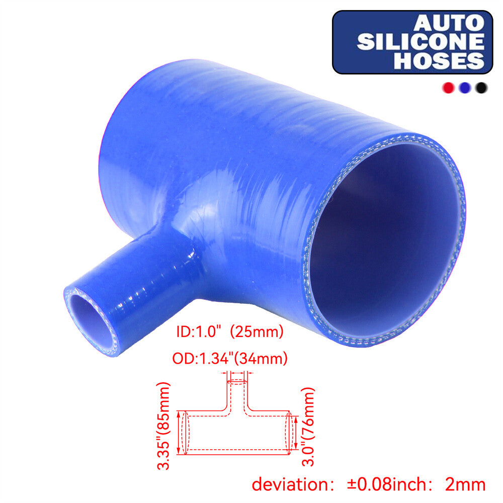 3 To 3 Silicone Hose 76mm To 76mm T Shape Tube Pipe for 25mm ID BOV 3
