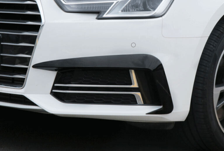Gloss Black ABS Exterior Front Fog Light Strips Trim for Audi A4 A5 2017-2019