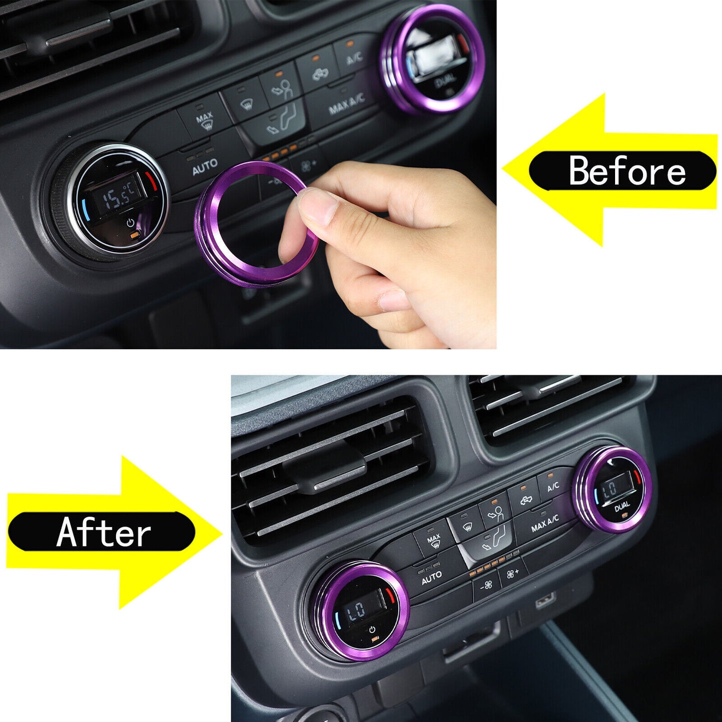 AC Air Condition Headlight Radio Switch Knob Trim Ring for Ford Maverick 2022-23