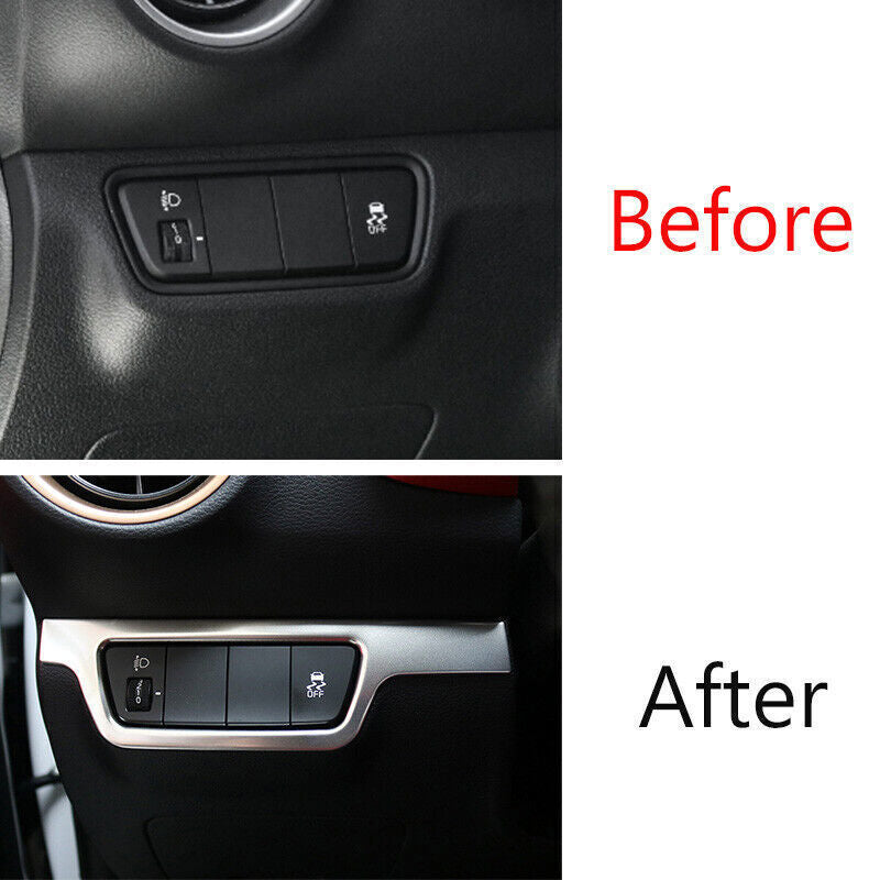 Car Headlight Button Frame Cover Trim for Kia K3 Forte 2019-2022 Silver Titanium