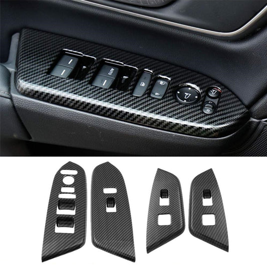 4pcs For 17-21 for Honda CRV Accessories Carbon Fiber Door Armrest Panel Trim Covers