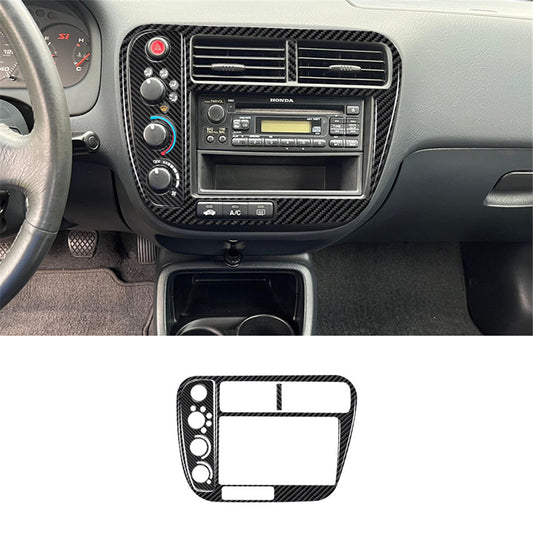 Carbon Fiber Interior Center Console Panel Cover Trim for Honda for Civic 1999-2000