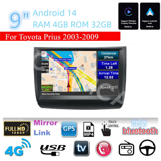 Android Navigation Touch Screen 9in Fit for Toyota Prius 2003-2009 Radio Stereo