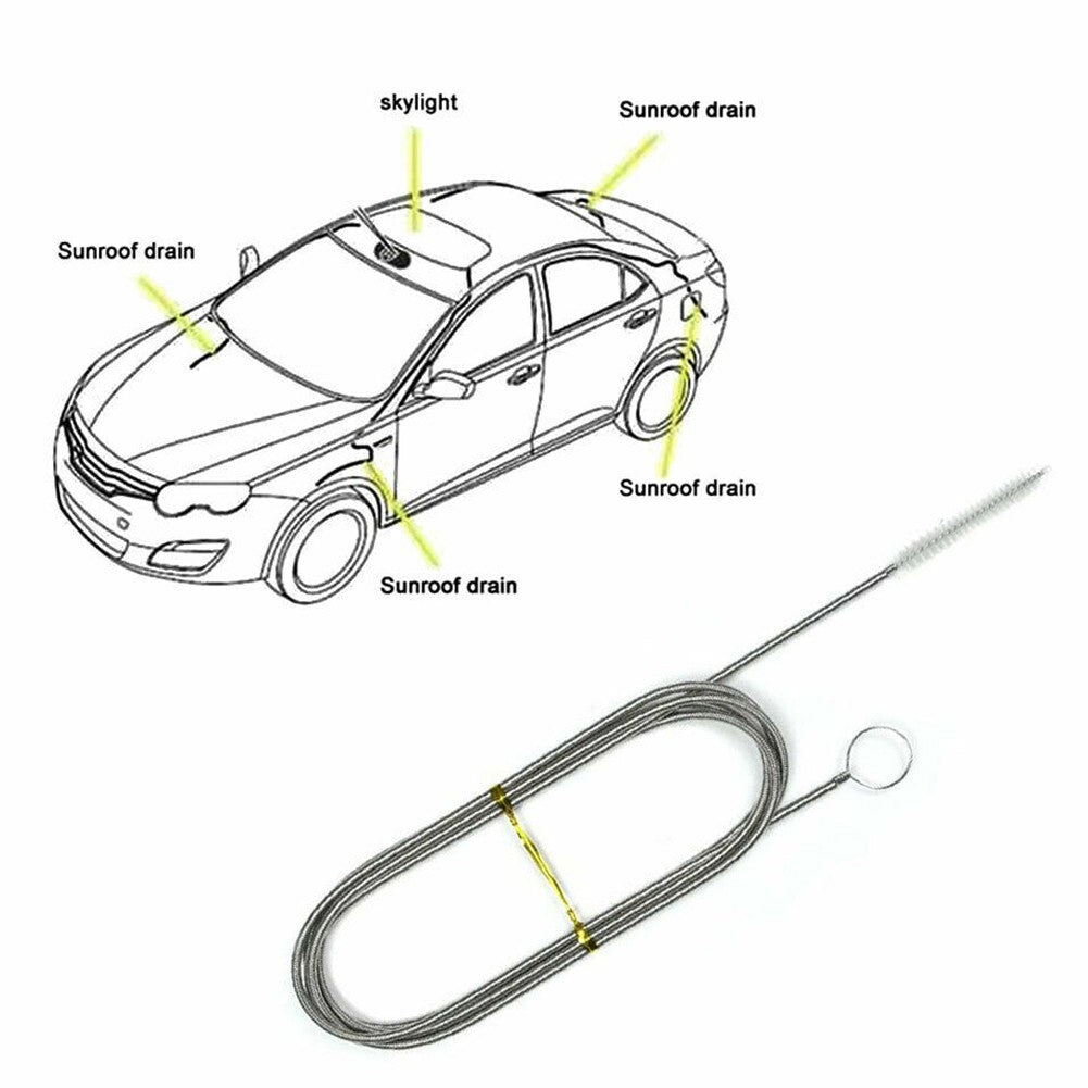1x Flexible Car Drain Dredge Sunroof Cleaning Scrub Brush-Tool Accessories 150CM