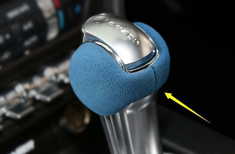 for Ford for Mustang 2015-2022 Blue Suede Gear Shift Knob Shifter Lever Trim 2PCS