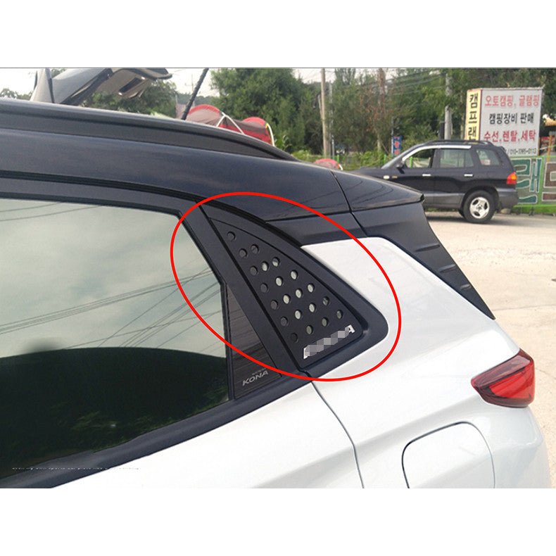 for Hyundai Kona 2018-2023 black Rear Window Quarter Louver decor Cover Trim