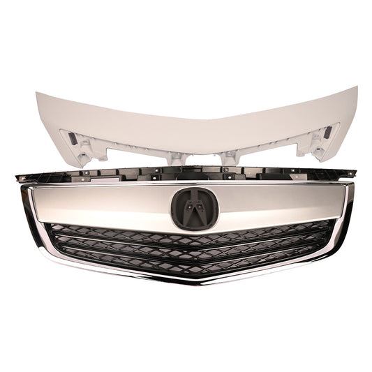 Upper Chrome Grille + White Grille Molding Set 75170TK4A11 For 2012-14 for ACURA TL