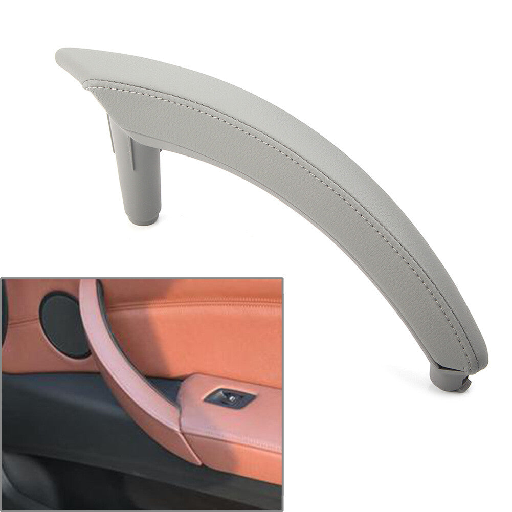 1Pcs Door Trim Pull Handle Right Side Leather for BMW X5 X6 E70 Gray