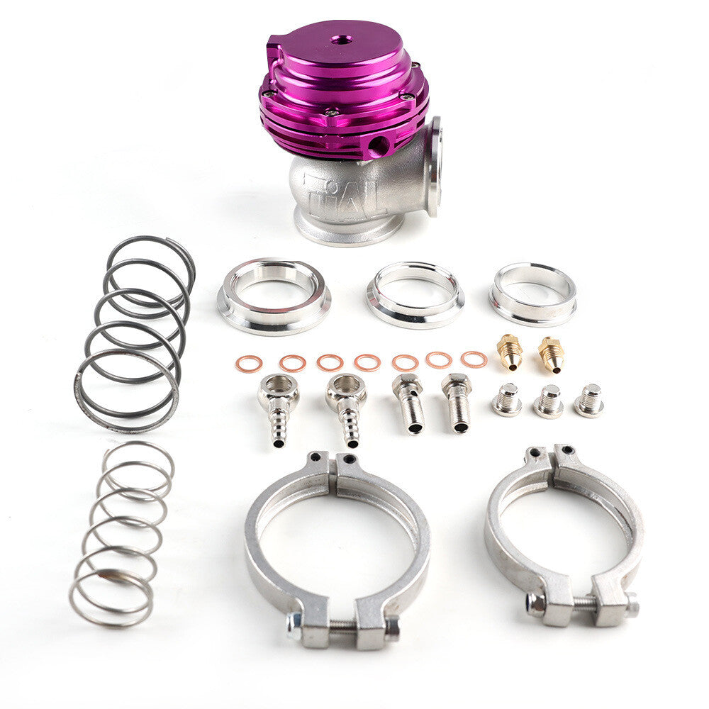 44 mm external exhaust valve, external turbine V-band flange, and 50 mm blow-off valve (BOV)