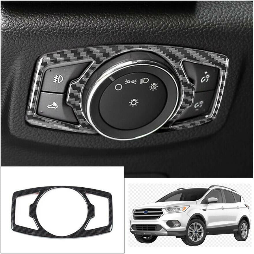 for ford  Escape Kuga 2013-2019 Carbon Fiber Head Light Switch Button Cover Trim