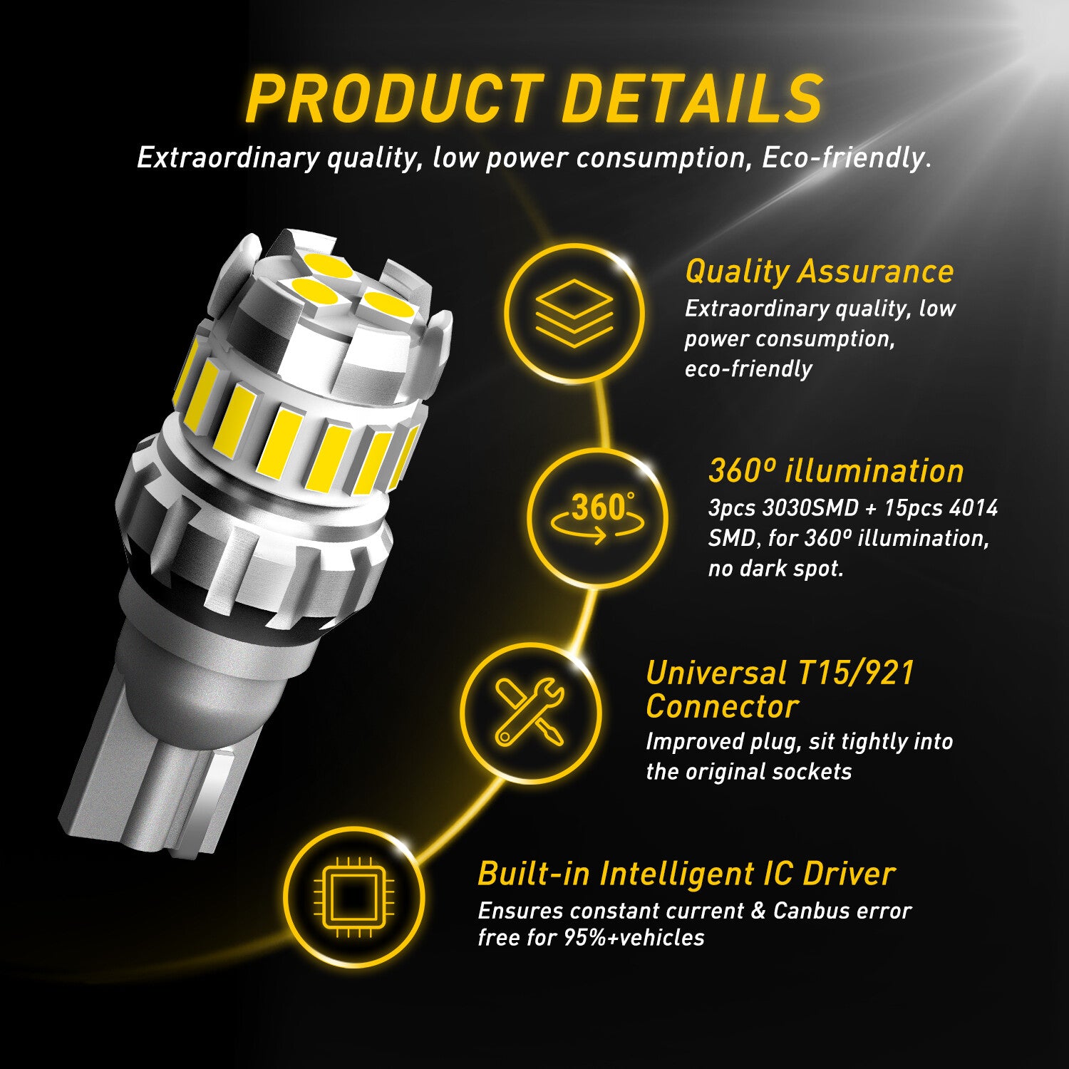 2/4/6 LED Lighting Lamp T15 912 921 Lighting Lamp 6000K