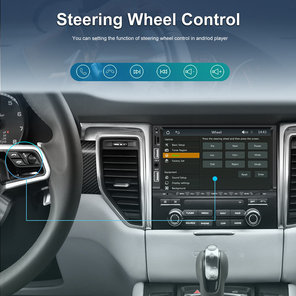 7in Double 2 DIN Car Carplay MP5 Player Bluetooth Touch Screen Stereo FM Radio