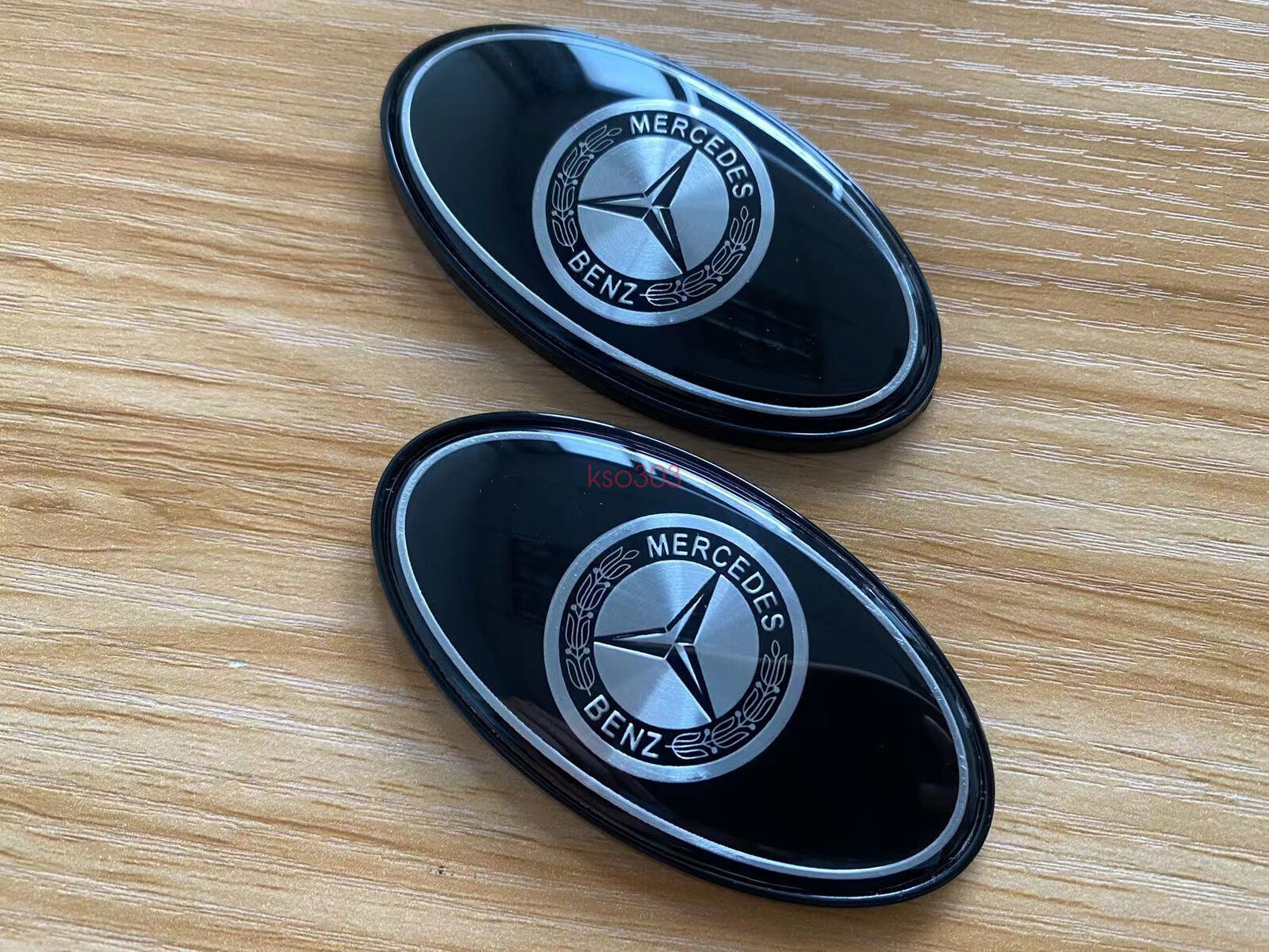 2-Pack Gloss Black Car Badge Stickers Side Skirt Fender Badge Logo for BENZ