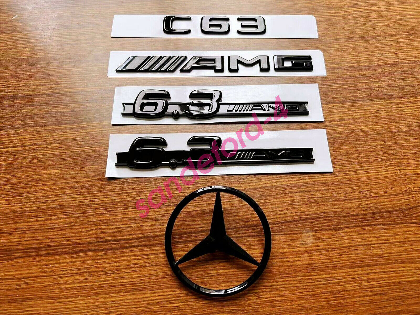Glossy black C63 AMG and rear star side 6.3 AMG badge available for W204 507