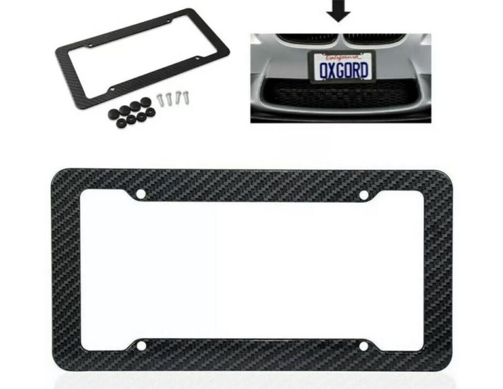 Car license plate frame cap boot trunk black carbon for Saab for Smart