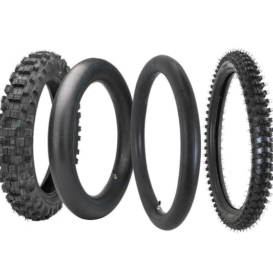 Front 80/100-21 + Rear 120/90-18 tire and tubing combination suitable for motorcycles, motocross, M/S