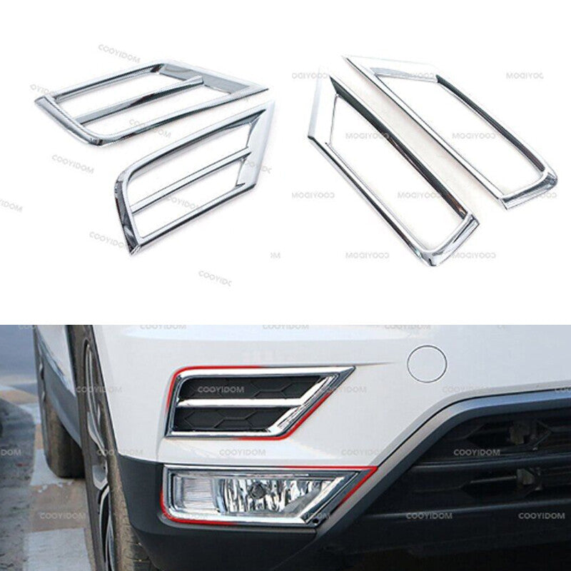 Set Front Bumper Grille Fog Light Cover Trim for VW for Tiguan 2017-2019