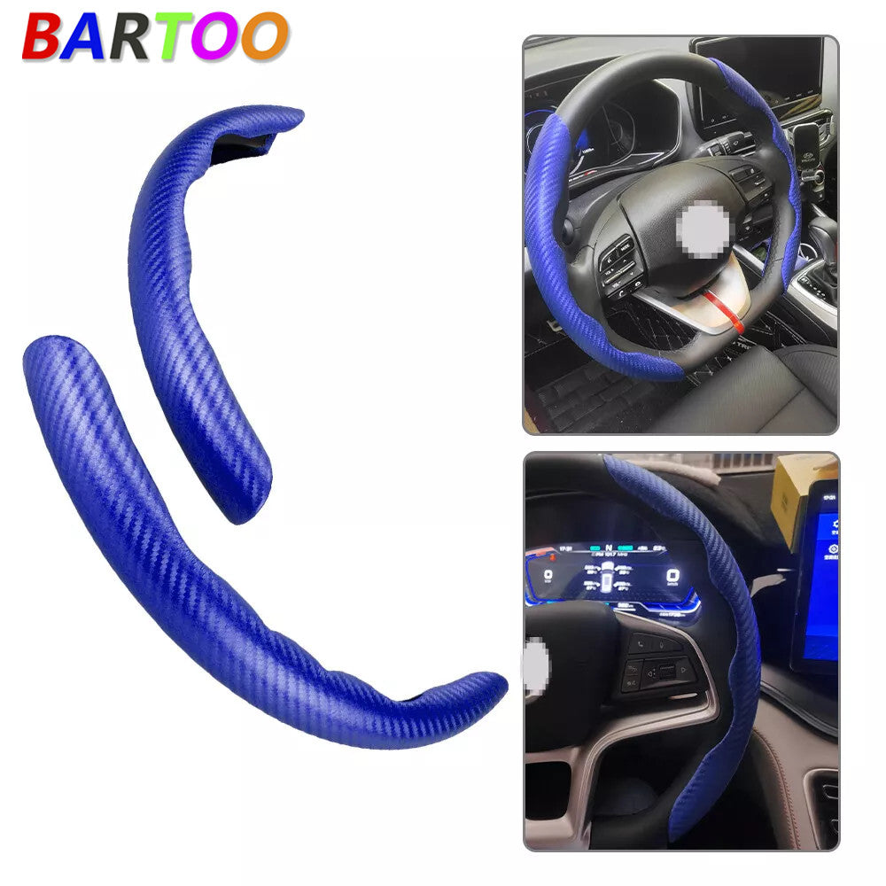 Blue Carbon Fiber Universal Car Steering Wheel Booster Cover NonSlip Accessory
