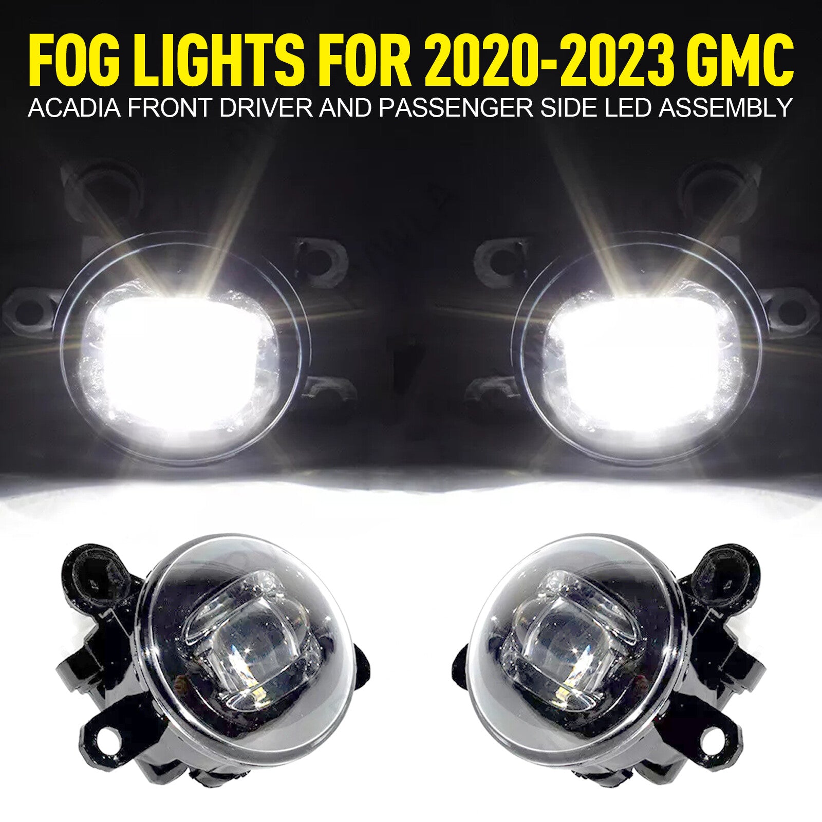 Front drive and passenger side LED fog light replacement parts for 2020-2023 for Gmc Acadia