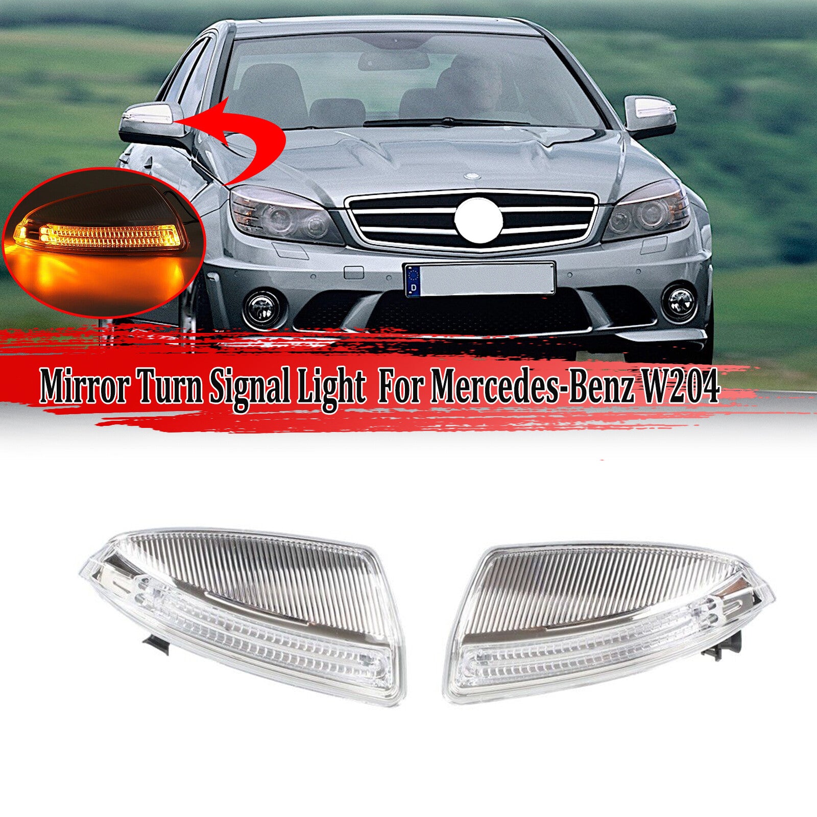 Door mirror turn signals are applicable to for Mercedes-Benz W204, C250, C300, C350, and A204 (8200821-).