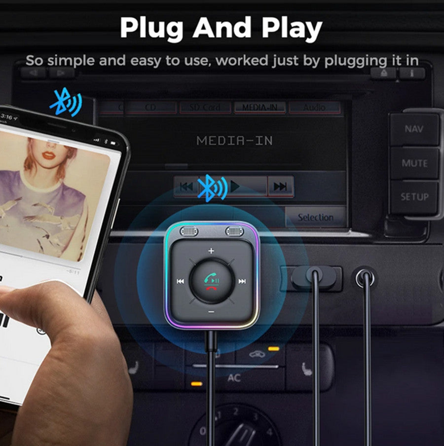 Bluetooth 5.3 Wireless Receiver Adapter Car Stereo Audio USB AUX TF Hands-Free