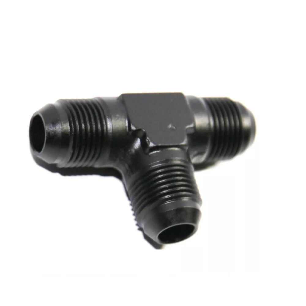 3-Way Tee T-Piece Fitting Adapter AN6 6-AN Male to 2X AN6 6-AN Male BLACK