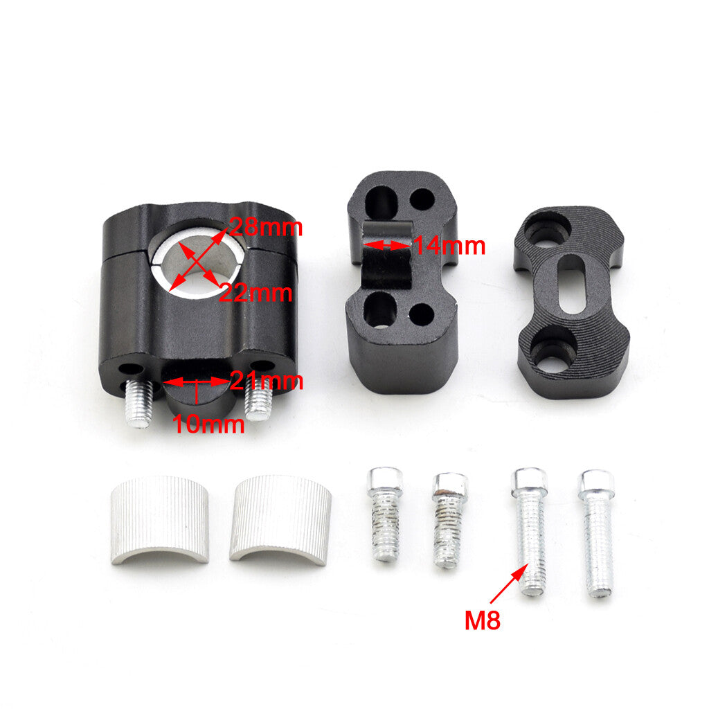 28mm22mm Universal Black Handlebar Riser Mount Clamp Fat Bar Taper Dirt Bike