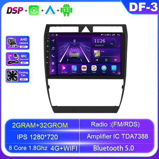 for Audi A6 C5 S6 RS6 1997-2004 Android Auto Radio GPS Stereo Multimedia Player