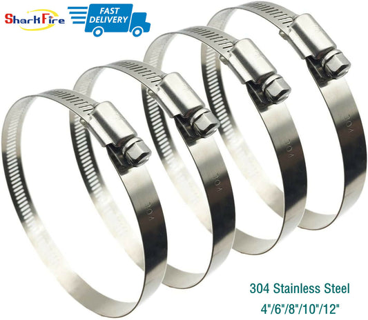 4-inch Adjustable 304 Stainless Steel Pipe Clamps, Hose Clamps, Pipe Clamp Kit