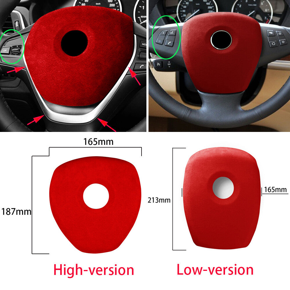 for BMW X5 E70 X6 E71 08-13 Suede Wine Red Steering Wheel Center Panel Trim High
