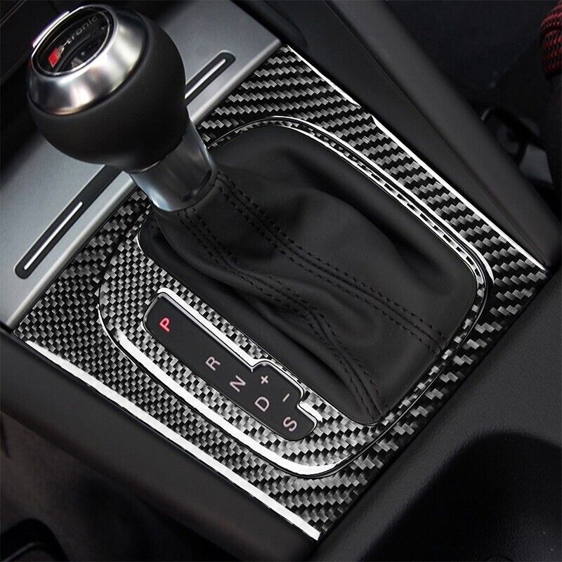 Real Carbon Fiber Car Gear Shift Panel Cover Trim for Audi A3 S3 2006-2007 2PCS