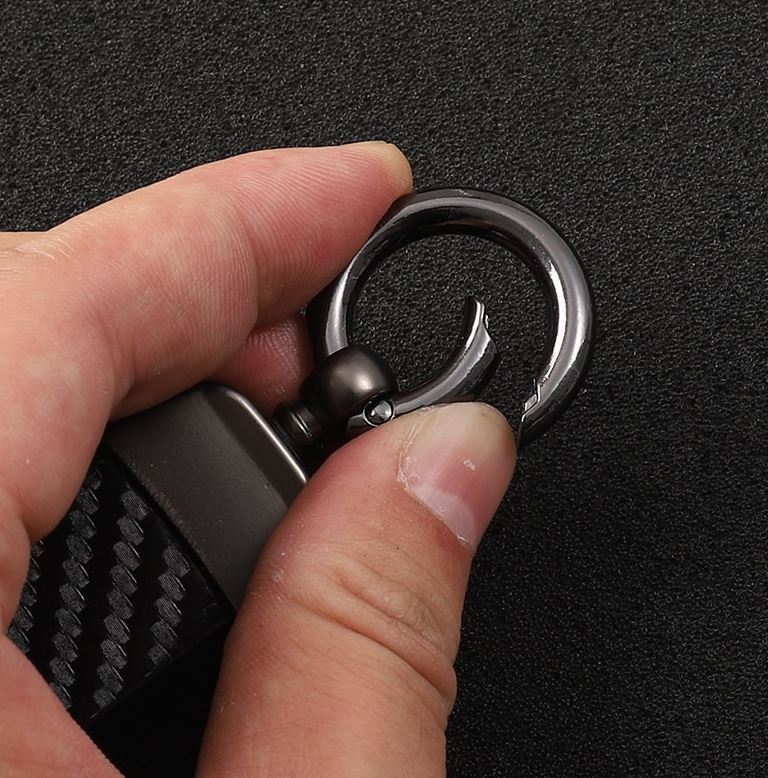 Carbon fiber leather blue car keychain/key ring with horseshoe buckle for Audi for A5
