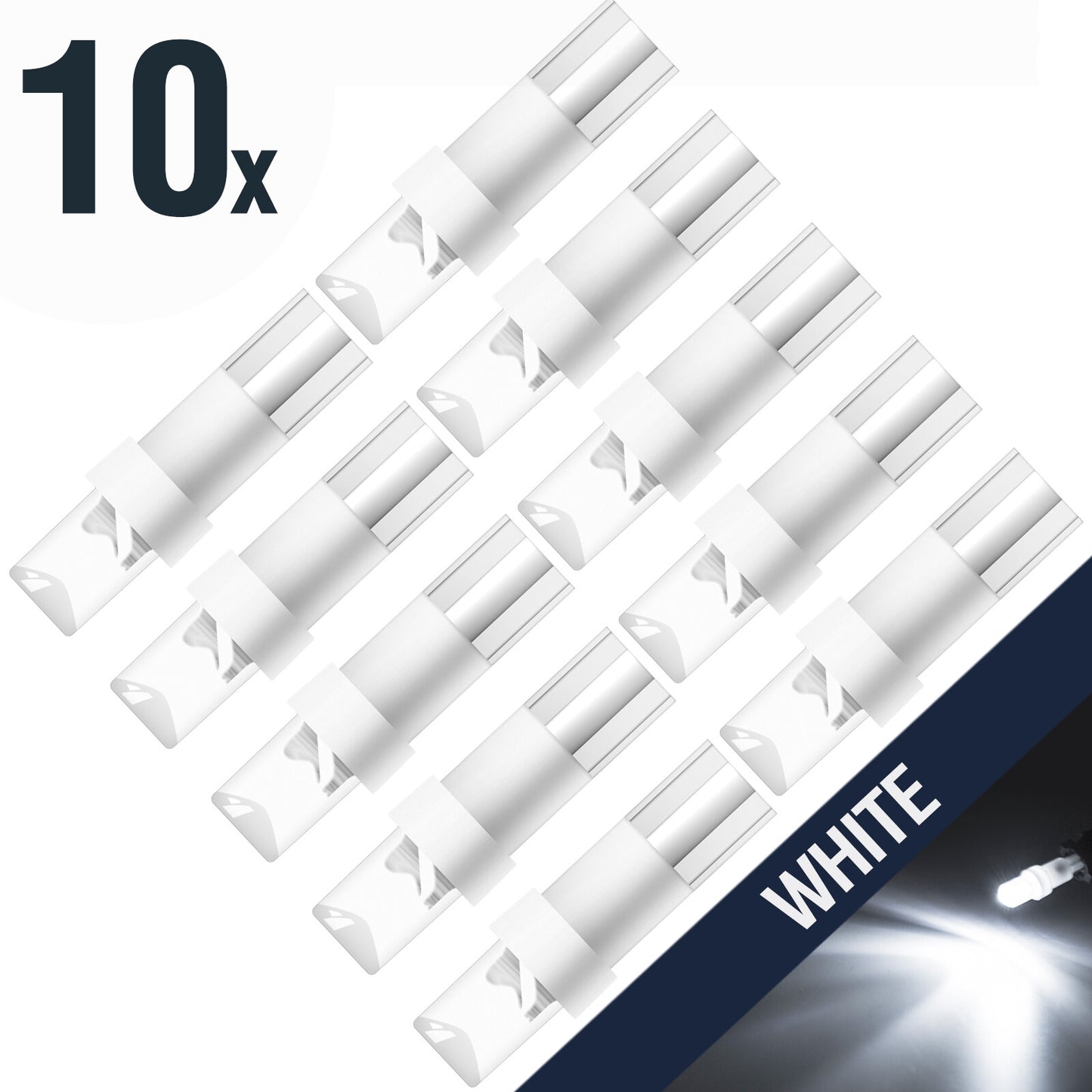 10Pc T5-1LED-B 12V Miniature Capless Wedge Car Dashboard Dash Panel Light Bulb