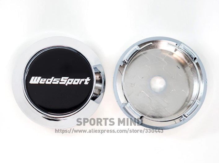 4x64mm WedsSport Black Silver Badge Wheel Cap Rim Cap Decal Badge