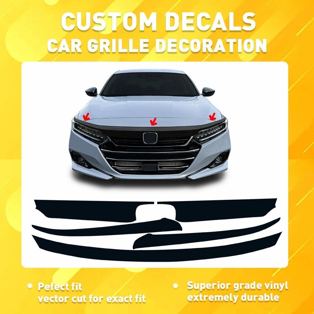 Gloss Black For 21-22 for Honda Accord Chrome Delete Front Grille Cover Trims