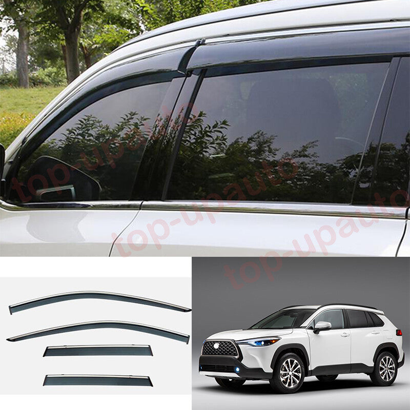 for Toyota for Corolla Cross 2022 W/chrome Window Visor Vent Shade Sun Rain Guard 4x