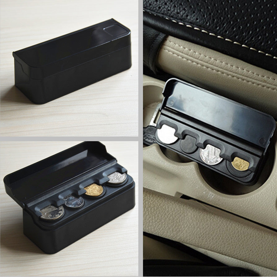 1x Car Coin Storage Box Piggy bank Organizer Change Holder Dash Container Black