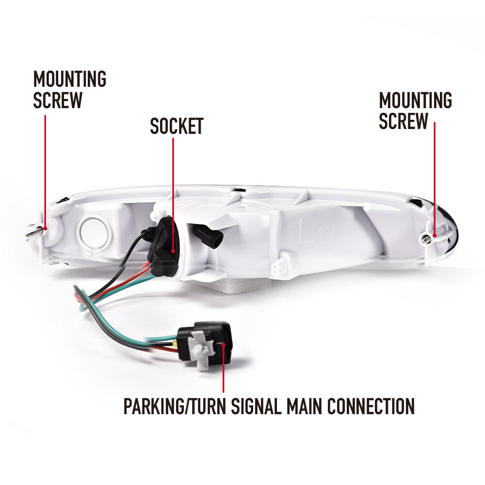 Suitable for 1990-1997 MX-5 Miata, transparent lens front bumper signal lights (pair with bulbs)