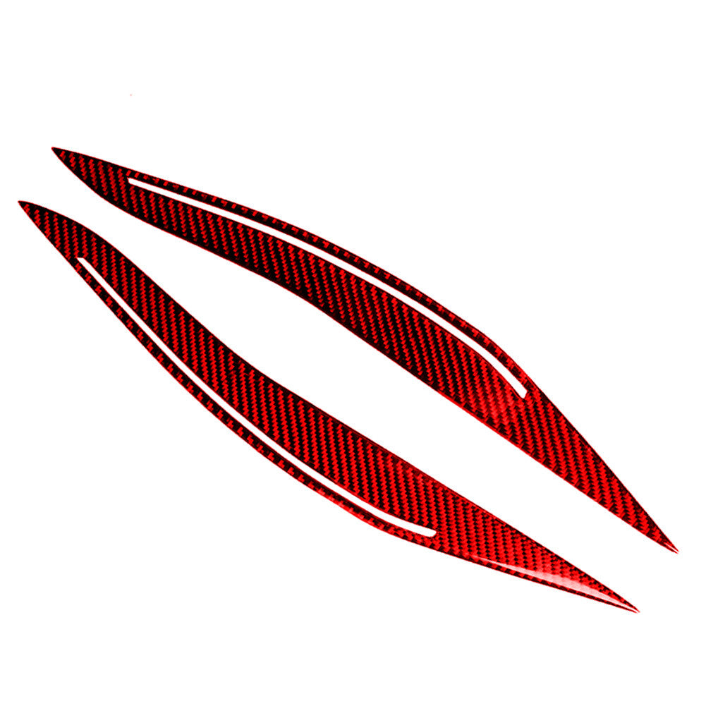 2x red carbon fiber headlight eyebrow trim for BMW 5 Series F10 2014-2016