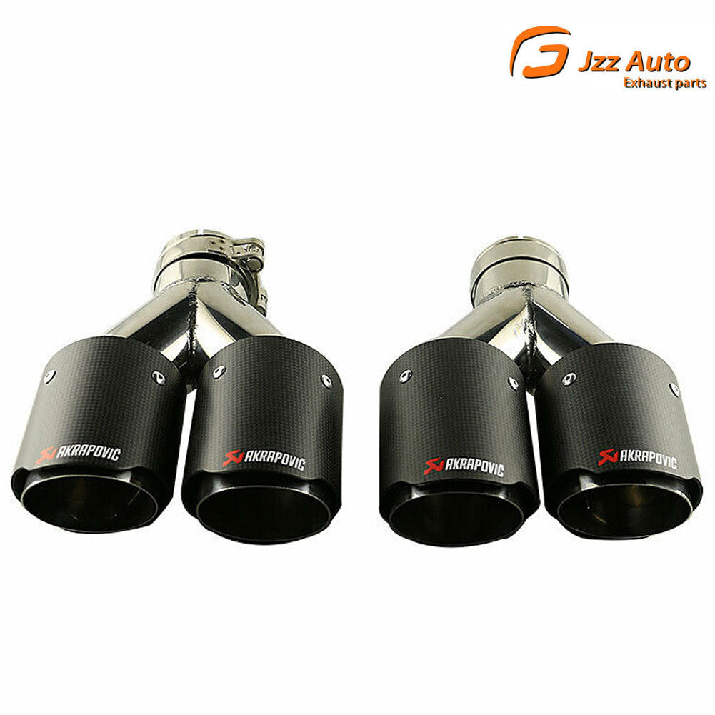 For Carbon Fiber Exhaust Tip Dual Pipe ID:2.5 63mm OD:3.5 89mm Matte BLK