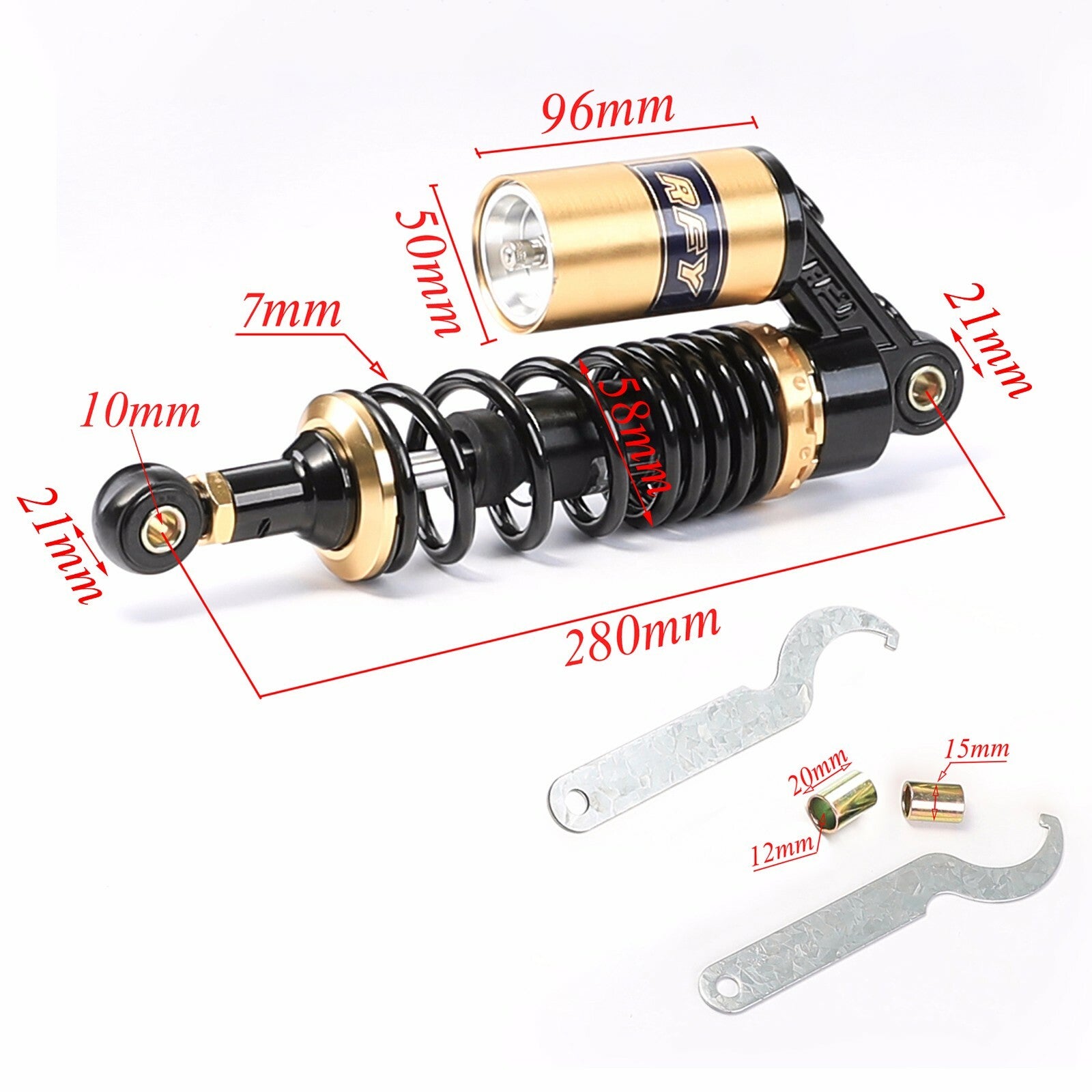 280mm Motorcycle Rear Air Shock Absorbers Suspension Go Kart Quad Dirt Bike ATV