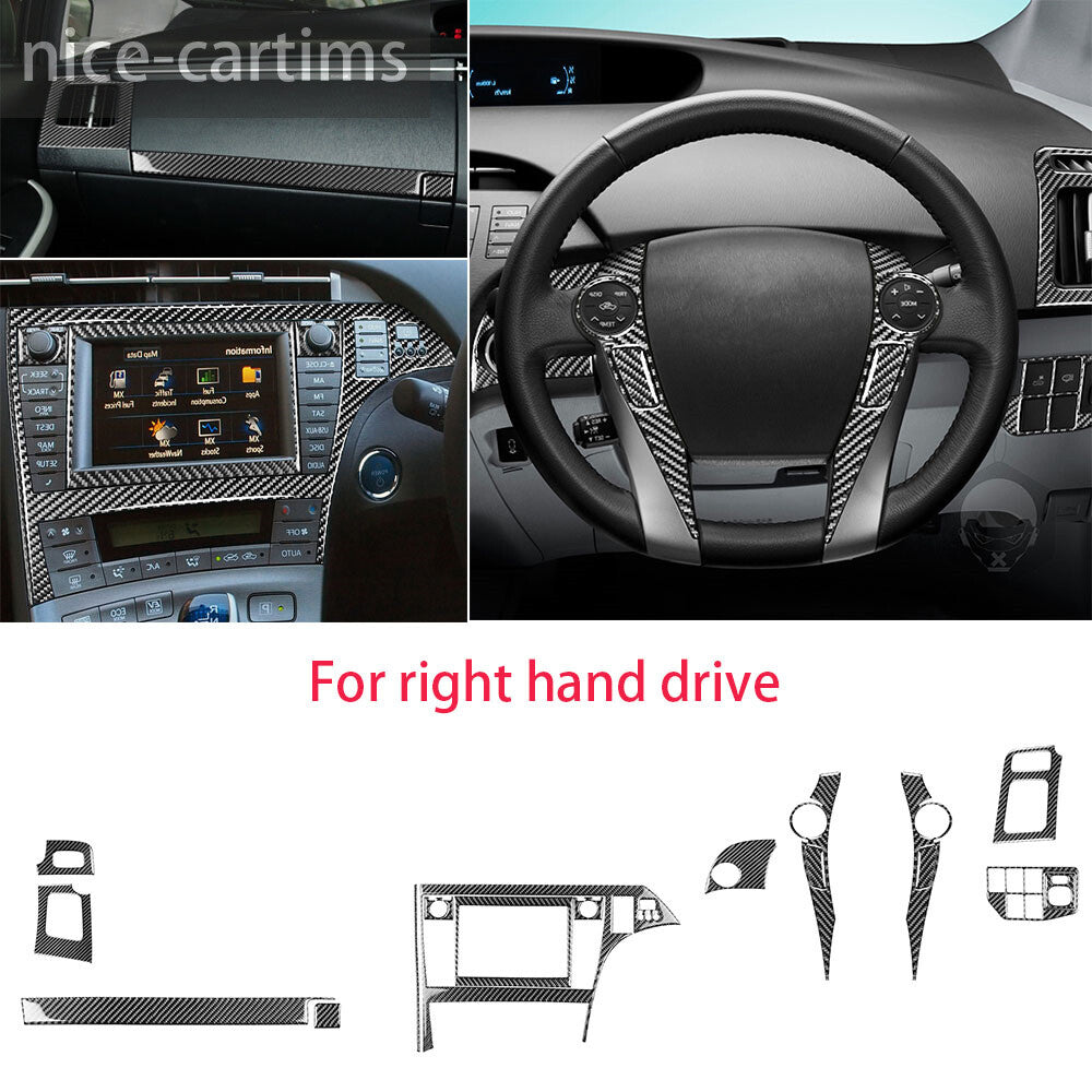 For Toyot@ Prius 2012-15 RHD Center Control Navigation Set Trim Carbon Fiber¡Á19